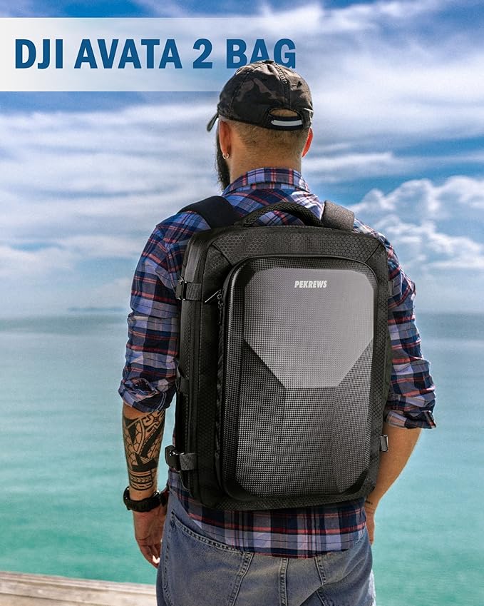 PEKREWS Avata 2 Case, Expandable Carry On Bag for DJI Goggles 3, RC Motion 3, Large Capacity Avata 2 Backpack Fits 17.3 Inch Laptop and DJI Fly More Combo, Travel Drone Carrying Case for Accessories