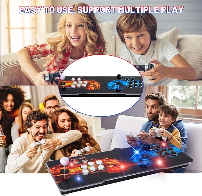 10000 Games in 1 Pandoras Box Arcade Game Console, 3D Double Stick WiFi Arcade Machine for PC, Projector & TV, Favorite List, 4 Players Online