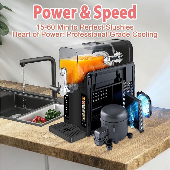 Slushie Machine for Home - 88oz Frozen Drink Maker Slushy Machine, 2-In-1 Soft Ice Cream Maker, 6 Preset Programs| Slushie, Cocktails, Frappés, Ice Cream, Smoothies, Milkshakes (Screen Version)