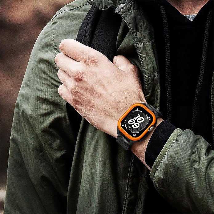 Bandletic Rugged Case with Band Compatible with Apple Watch 49mm(Ultra 3/2/1),46mm(Series 11/10), 45mm(Seriess 9/8/7),44mm(SE3/SE2/SE/6/5/4), Protective Cover Sport Accessories for iWatch Men