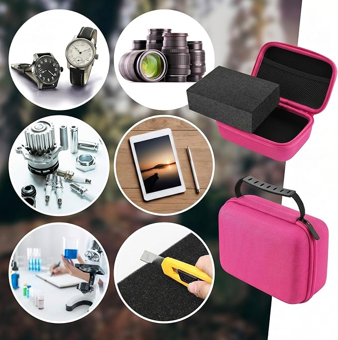 Relaxweex EVA Hard Case with Customizable Foam 7.8 x 6.3 x 3.5 Inch Protective EVA Carrying Case Shockproof Outdoor for Camera, Digital Products, Electronic Instruments with Knife, Fuchsia