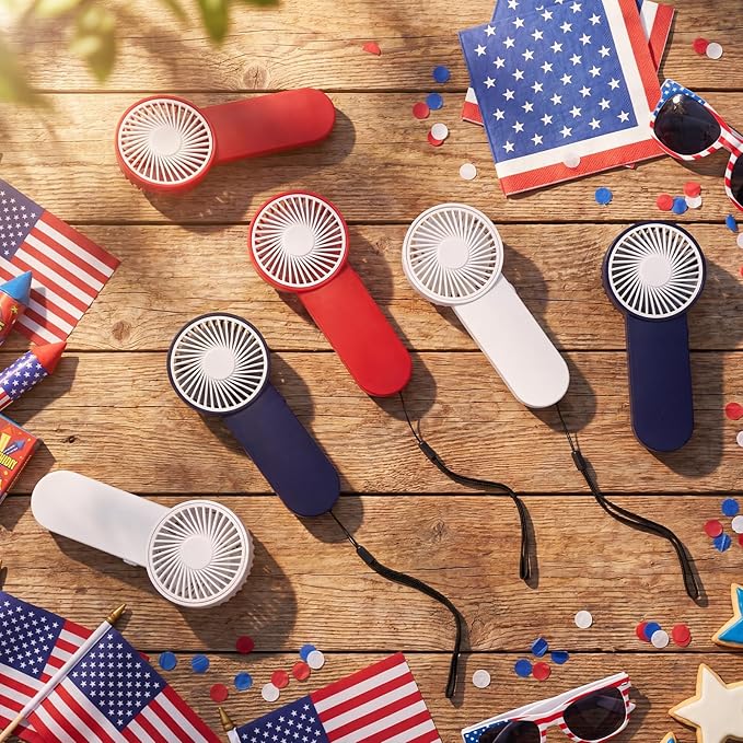 Sumind 12 Pcs Small Personal Portable Fan Mini Handheld Bulk 1 Speed Electric Cute Battery Powered for Neck Lash Makeup Women Men Travel Camping Indoor Outdoor Summer (White,Red,Blue)