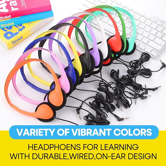 20 Pack Classroom Headphones Bulk for Kids School Student,Wholesale Durable Wired Class Set Headphones for Children Toddler Teens Boys Girls and Adult(GS857, Mixed)
