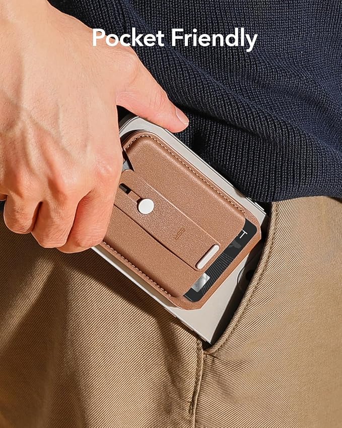 ESR for MagSafe Wallet Stand with Grip, RFID Blocking, MagSafe Ring Included, 5 Cards Holder for Phone Case, Magnetic Wallet for iPhone 17e/17/16/15/14/13/12 (Not for mini), Selected Samsung, Brown