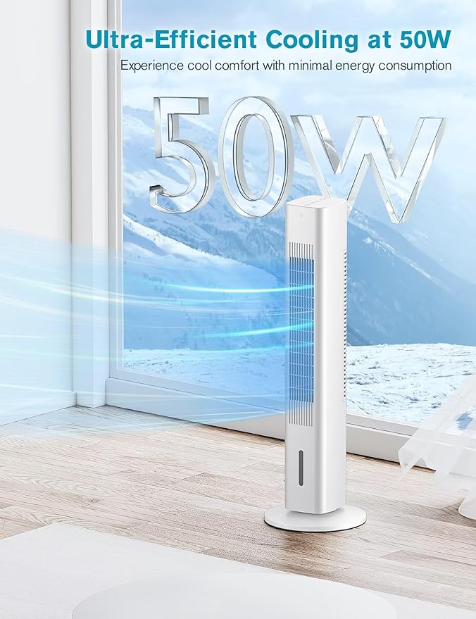 Windowless Portable Air Conditioner, Evaporative Air Cooler w/1.2L Water Tank, 3 Ice Packs, 7H Timer, 60ยฐ Swing, No Hose No Window Needed, 3-IN-1 Portable AC Unit for Room Bedroom Outdoor, white-8