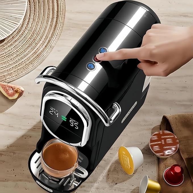 Magician1 Mini Espresso Machine for Nespresso Original, Dolce Gusto, Lavazza Blue, ESE Pods, 19-Bar Coffee Machine for Ground Coffee, Coffee Maker with adjustable Temp & Cup Size, 21oz Reservoir
