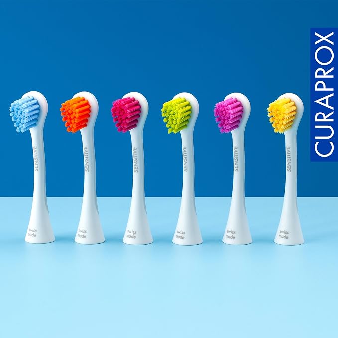 Curaprox Hydrosonic Brush Heads Rainbow Sensitive Duo – for Gentle Gum Care & Effective Plaque Removal | Yellow/Pink, 2-Pack | Compatible with All Curaprox Sonic Models | Swiss Made