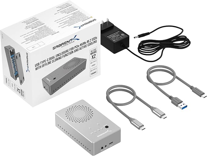 SABRENT Tool Free USB Type C Dual Docking Station for PCIe NVMe M.2 SSDs with Offline Cloning Function (EC-SSD2)