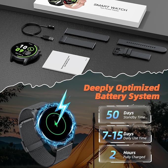 Smart Watch for Men Women Fitness Tracker: Smartwatch for Android Phones iPhone Compatible Samsung Bluetooth Call Answer/Make Watches for Men Heart Rate Sleep Monitor IP68 Waterproof 120+Sports Model