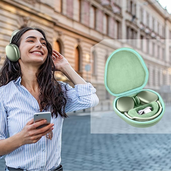 co2CREA Hard Case with Sleep Mode Replacement for Apple AirPods Max 2 / AirPods Max Wireless Over-Ear Headphones (Light Green Case)