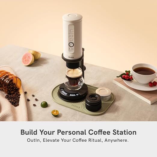 OutIn Claro Portable Coffee Scale, Espresso Scale 2kg/0.1g Accurate Measurement, Pour Over Coffee Scale Multiple Modes, Timer Function, Rechargeable, with Protective Bag
