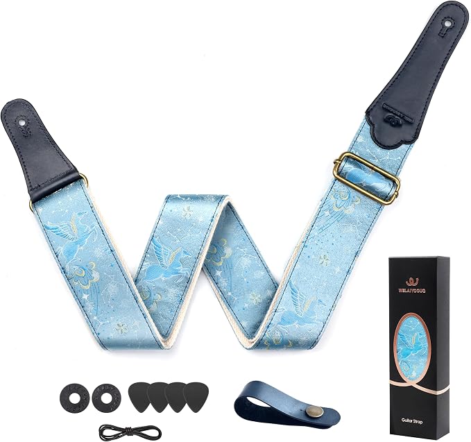 Guitar Strap, embroidery Jacquard Adjustable Guitar Straps for Acoustic/Bass/Electric Guitar, Includes Guitar Pick, Strap Button and Strap Lock, Constellation Gift (Sagittarius)