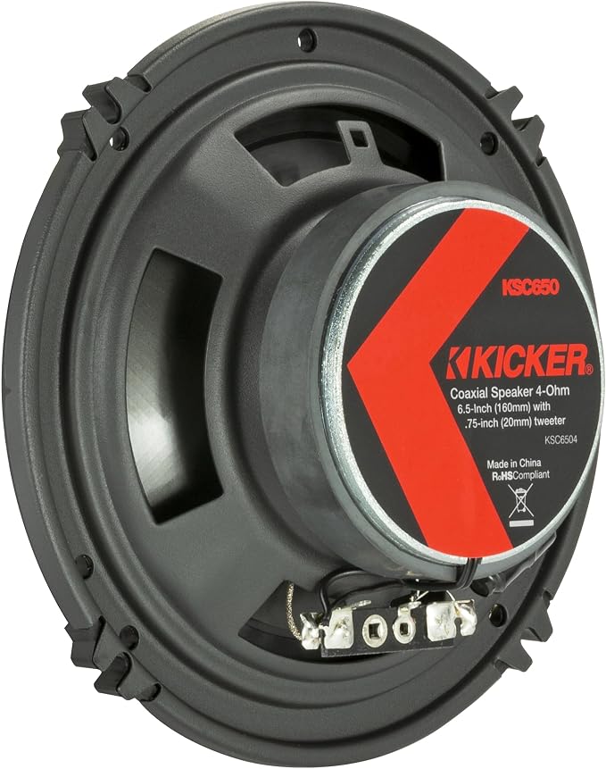 KICKER 51KSC6504 KS-Series 6.5" Coaxial Speakers with .75" tweeters, 4-Ohm, Pair