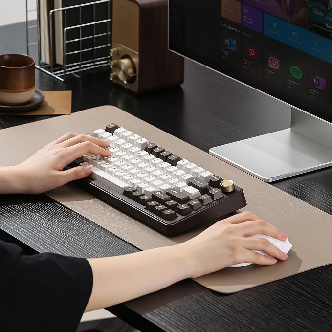 YUNZII B75 PRO Wireless Mechanical Keyboard,75% Layout with Knob,Hot Swap Gasket Structure,Creamy Pre-lubed Switches,RGB Backlit,Bluetooth/Type-C/2.4G for Win/Mac (Coffee Brown, Milk Switch)