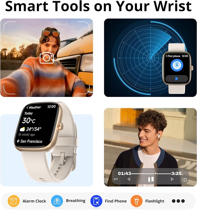 Smart Watch for Women, 1.83" HD Touchscreen Fitness Tracker, Bluetooth Calling, 110+ Sports Modes, Heart Rate SpO2 Sleep Monitor, DIY Dial, IP67 Waterproof, Compatible with Android & iOS