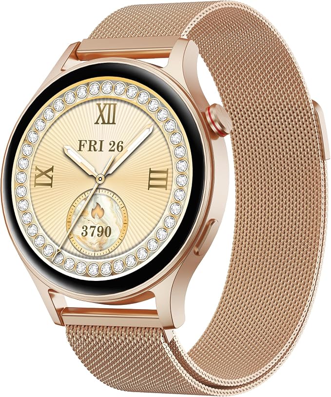 Fitpolo Smart Watch for Women,1.3" AMOLED Touchscreen Fitness Tracker, Make/Answer Calls, Heart Rate SpO2 Monitor,IP68 Waterproof,Sleep Activity Tracking Smartwatch for Android Phones iPhone (Bronze)