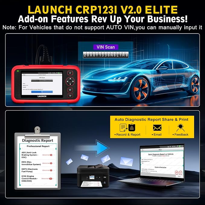 LAUNCH CRP123I V2.0 Elite OBD2 Scanner for All Cars&Brands,2026 Lifetime Free Update Engine ABS SRS Transmission Car Scanner,Oil/Brake/BMS/SAS/DPF/ABS Bleeding/Throttle Adaption,FCA SGW,Battery Test