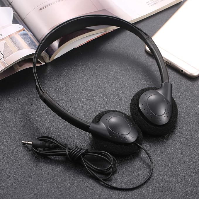 Classroom Headphones Bulk 12 Pack Class Set for School Students Kids and Adult -Sturdy Wired 3.5mm Plug (Black, 12 Pack)