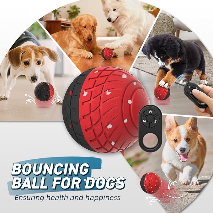 HETOO Interactive Dog Ball, Remote Control Dog Toy, Moving Dog Toy, Smart Bouncing Vibrating Dog Toys for Small Medium Large Dogs, Dog Interactive Toys for Boredom, to Keep Them Busy