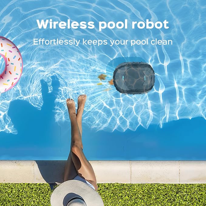 S1 Pro Automatic Pool Cleaner for Above Ground Swimming Pools, Dual-Motor,Cordless Pool Robot with 120-Min Runtime, Large Debris Capacity, Fast Recharge and Self-Parking Function(Mirror Black)