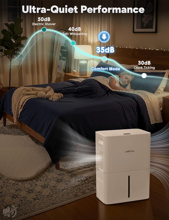 34 Pint Smart Dehumidifier with Drain Hose for Home up to 2500 Sq.Ft | WiFi,App Remote Control, 1.6L Water Tank, 24H Timer,Digital Display, Easy Carry,Ultra-Quiet,Compact,Continuous Drain