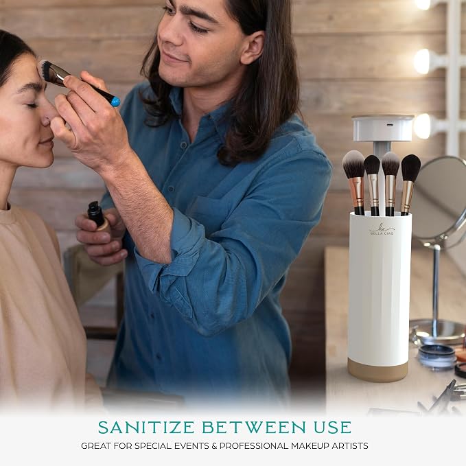 Bella Ciao Makeup Brush UV Sanitizer – Kills 99.9% of Germs, Disinfects Brushes, Rechargeable Electric Makeup Brush Cleaner Machine, Safety Shutoff, Great for Makeup Artists, Home Use