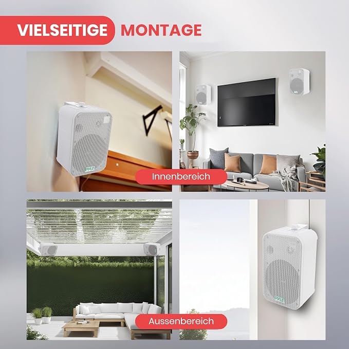 Dual Waterproof Outdoor Speaker System - 6.5 Inch Pair of Weatherproof Wall / Ceiling Mounted Speakers w/ Heavy Duty Grill, Universal Mount - For Use in the Pool, Patio, Indoor - Pyle PDWR50W (White)