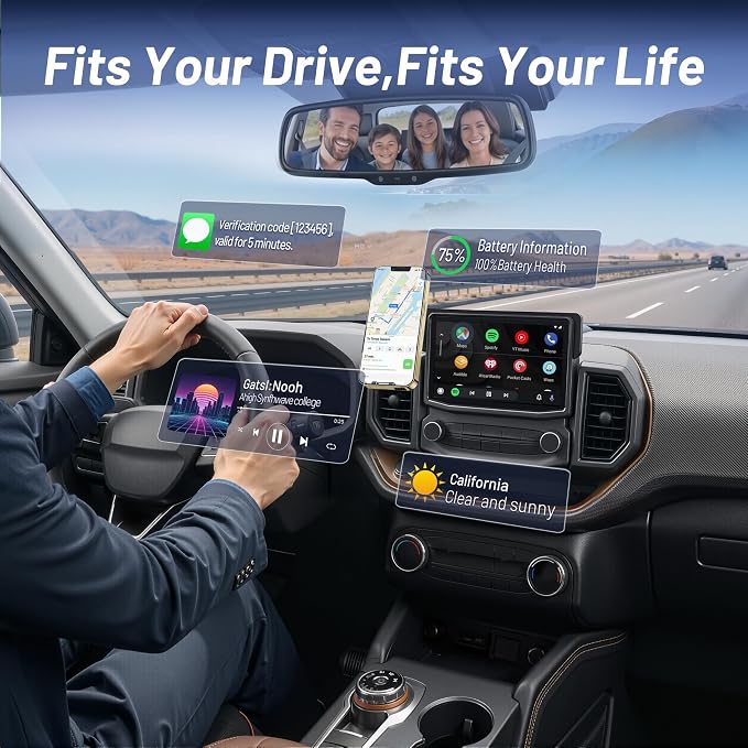 Car Phone Mount for Ford Bronco Sport (2021-2024, 8" Screen ONLY), MagSafe Car Mount, 15W Wireless Charger, iPhone Magnetic Mount for Samsung & Android, 360° & Hands Free, Car Interior Accessories