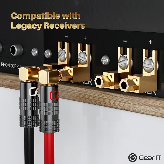 GEARit (4 Pairs, 8 Pieces) Right Angle Spade Plugs (2 Pairs, 4 Pieces) Banana Plugs (2 Pairs, 4 Pieces) Right Angle Banana Plug, Spade to Banana Plug Adapter Speaker Connector, 90 Degree Pin Plug Type