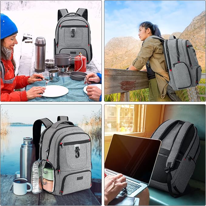 Lunch Backpack, Insulated Cooler Lunch Bag Backpack, Large Travel 17.3 Laptop Back Pack Sturdy Computer College School Bookbag for Women Men for Men Women Work Hiking Picnic