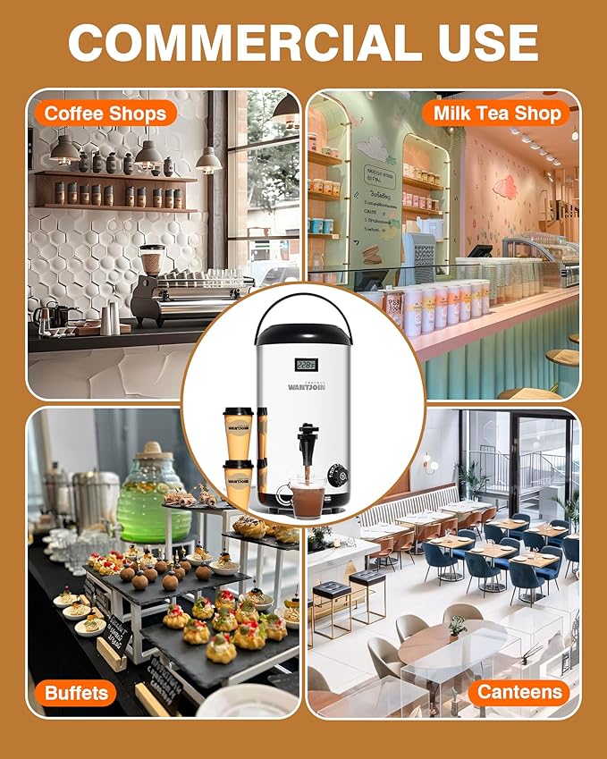 WantJoin Electric Heating Beverage Dispenser-75 Cup Hot&Cold water Urn for Catering-Stainless Steel Premium 12 L/3.2 Gallon Hot Drink Dispenser with Spigot for Coffee & Hot tea,Cold Milk,Juice(Silver)
