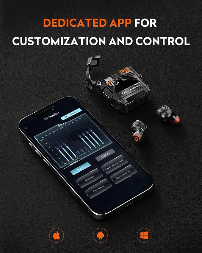 GravaStar Sirius Plus True Wireless Earbuds, Bluetooth 5.3 Active Noise Cancellation ANC Headphones, 28H Playtime, ENC Clear Call, Customization App, IPX4 for Sports/Work -Black