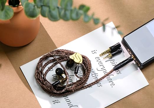 Linsoul Tripowin Amber 32AWG OFC Oxygen Free Cable HiFi IEM Cable with Interchangeable 2.5mm/3.5mm/4.4mm Plug, PVC Sleeve Replacement Cable for Audiophile(2pin 0.78mm)