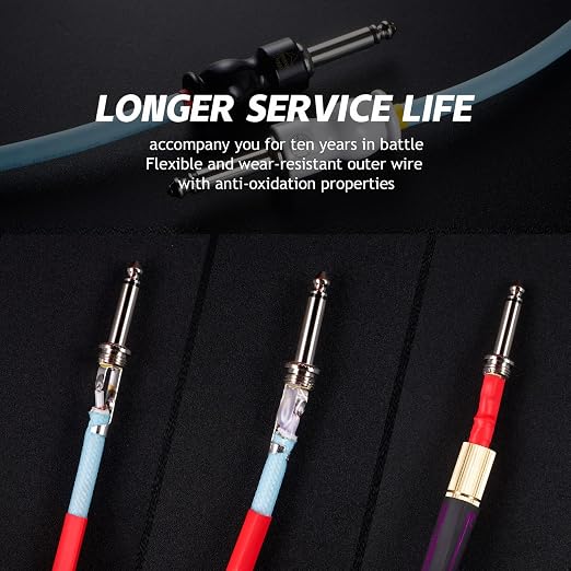 10ft Guitar Cable, 1/4 Inch Straight/Straight Instrument Cable, Electric Cord Guitar Amp Cord for Bass Amp and Instruments (AG+ Powder Blue)