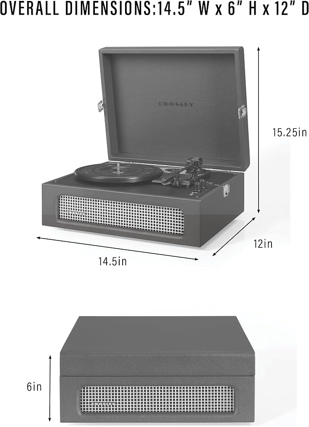 Crosley CR8017B-CO Voyager Vintage Portable Vinyl Record Player Turntable with Bluetooth in/Out and Built-in Speakers, Cocoa | Vinyl Record Player, Bluetooth In/Out, Built-in Speakers