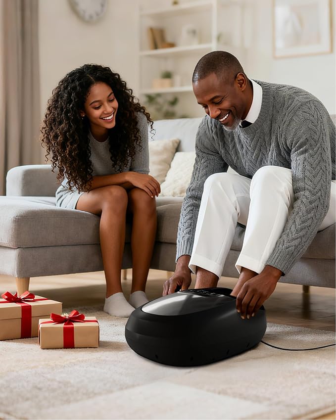 Snailax 2026 Upgrade Foot Massager Machine with Heat, Compression, Deep Kneading Shiatsu, Rolling Scratch for Plantar Fasciitis Relief (Remote Control) Father Day Gifts, Men Size 13 at Home Office