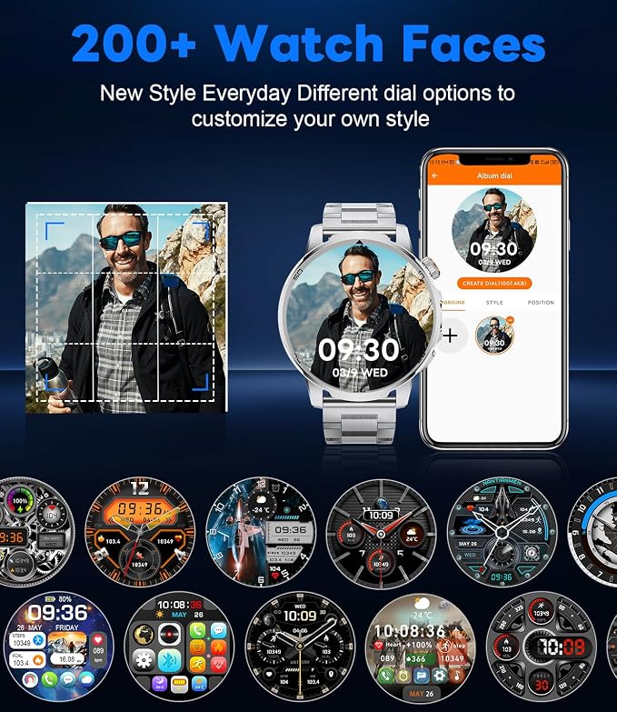 Military Smart Watch for Men Answer/Make Call, 1.85'' HD Rugged Smartwatch with 1000mAh Battery/Flashlight/Heart Rate/110+ Sports Mode, IP68 Waterproof Fitness Tracker Watch for Android iPhone