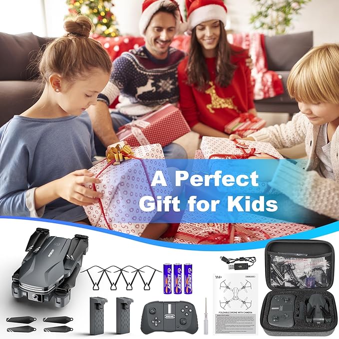 Drone with Camera 1080P HD FPV Foldable Drone for Beginners and Adults, Quadcopter with Voice Gesture Control with Carrying Case, One Key Take Off/Land, Optical Flow Positioning, 360° Flip, Waypoint Fly