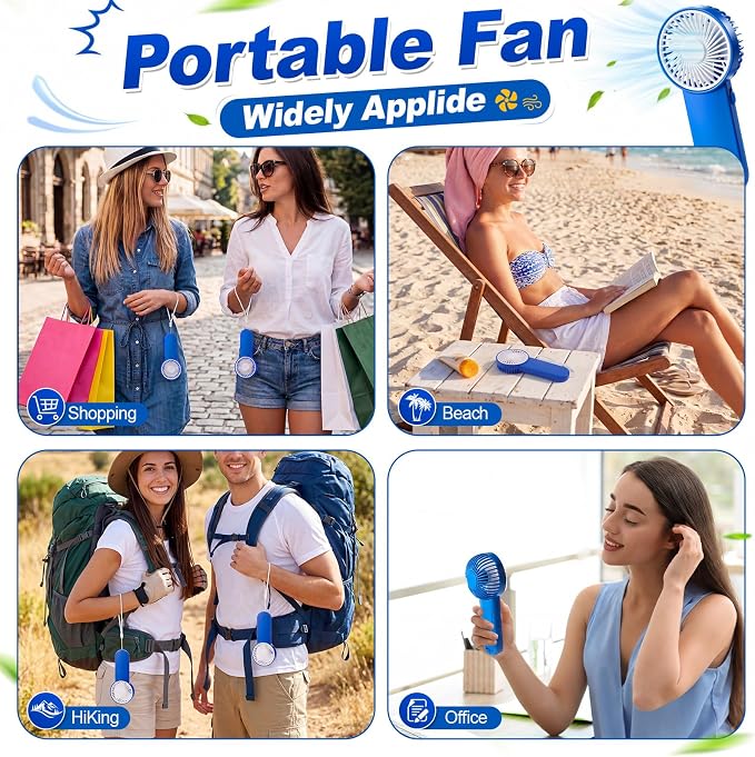 Sumind 12 Pcs Small Personal Portable Fan Mini Handheld Bulk 1 Speed Electric Cute Battery Powered for Neck Lash Makeup Women Men Travel Camping Indoor Outdoor Summer (Royal Blue)