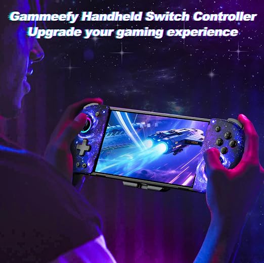 Gammeefy Switch Controller – Hall Effect Joysticks & Enhanced Grip – One Piece Switch Joypad Replacement Switch Pro Controller with 8-Color RGB Lighting, Turbo, Macros - Starry Sky, 6.2"/7"