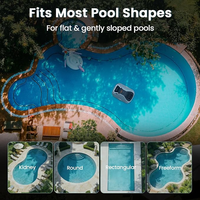 Robotic Pool Cleaner, Cordless Pool Vacuum for Above Ground & Inground Pools, 200mins Runtime Automatic Pool Vacuum Robot for Leaves & Dirt, Powerful Suction up to 2500 sq.ft, Self Parking-Orange