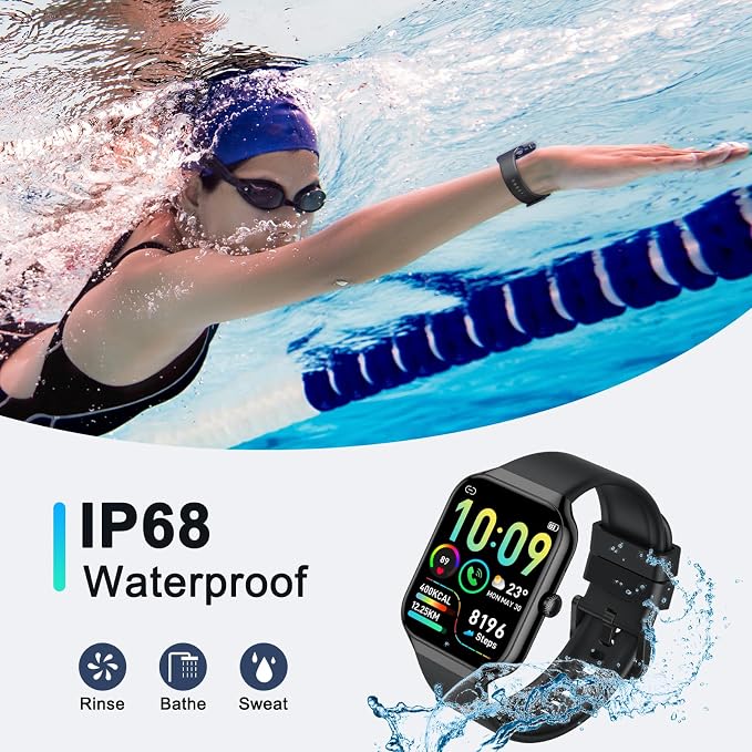 Smart Watch (Answer/Make Call),1.96"HD Smartwatch for Men Women with Heart Rate/Sleep Monitor/Pedometer/Step/Calories, 113+ Sports Fitness Watch, IP68 Waterproof Activity Tracker for Android iOS