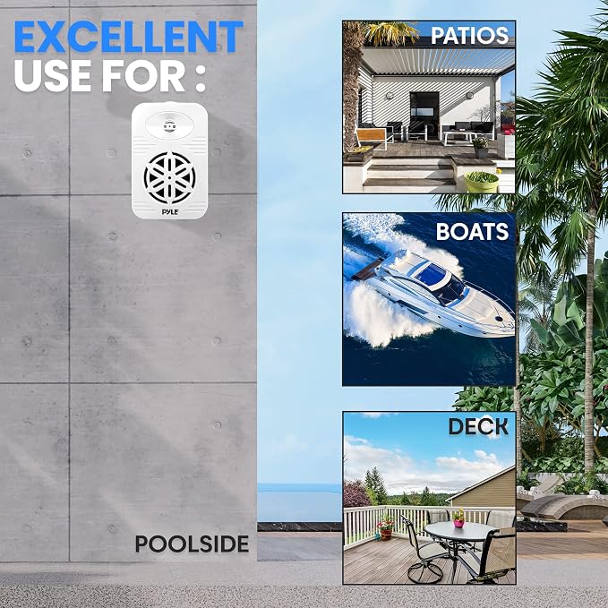 PyleUsa Bluetooth Indoor Outdoor Speakers Pair - 500 Watt Dual Waterproof 5.25” 2-Way Full Range Speaker System w/ 1/2” High Compliance Polymer Tweeter - Home, Boat,Deck, Patio, Poolside - PDWRBT56WT