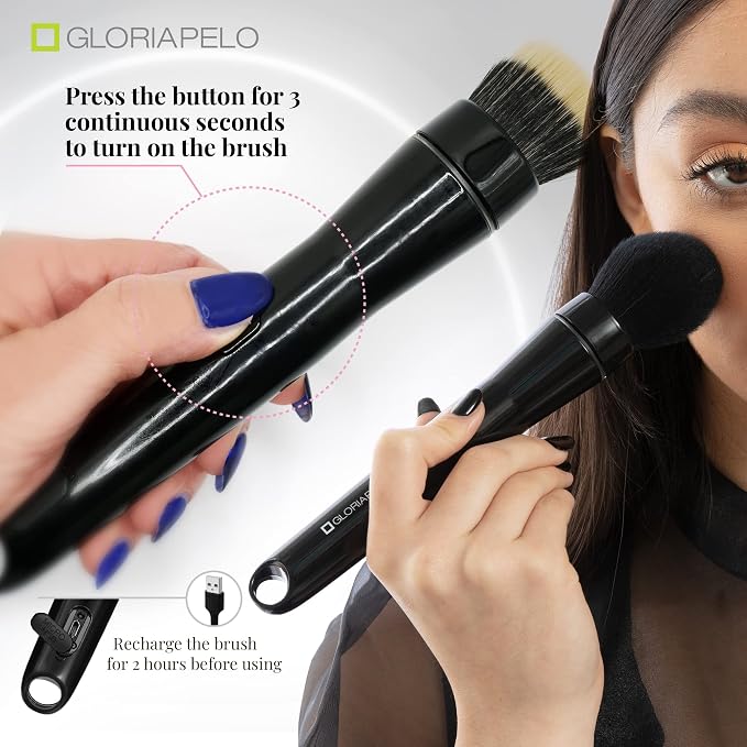 Electric Makeup Brush - Makeup Brushes Set Professional with 5 Interchangeable Heads – 360-Degree Rotating Makeup Brush – Flawless Application – Natural Finish Foundation Powder Brush