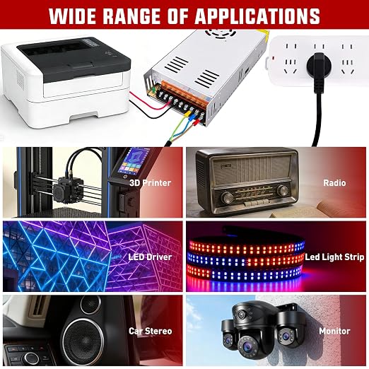 Nilight AC 110V/220V to DC 12V Voltage Converter 30A 360W Switching Power Supply Adapter Transformer Low Voltage Output LED Driver for LED Strip Light Radio CCTV Camera Security Video System