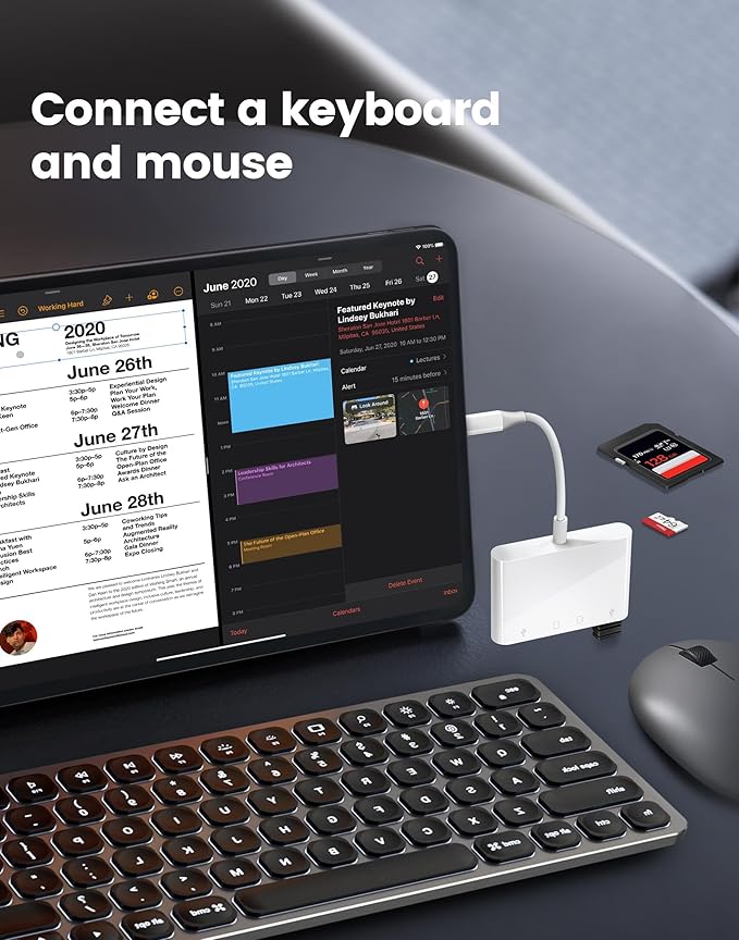 Oyuiasle USB C SD Card Reader, Type C 4-Slots Memory Card Adapter with Dual USB Ports, Supports SD, MicroSD, Compatible with iPhone 15,iPhone 16, iPad, Mac, Laptop, MacBook, Android Galaxy