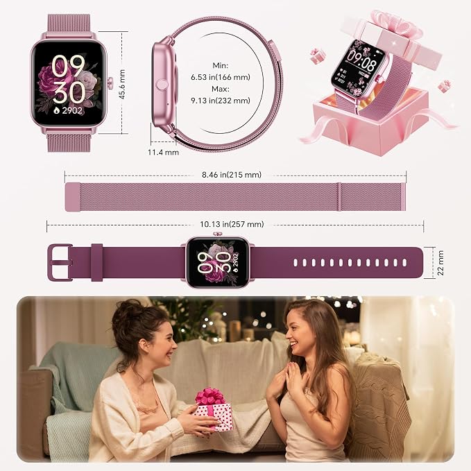 Smart Watches for Women (Calls/SMS/Reminders), 1.85" HD Alexa Smart Watch for Android Phones & iphone Compatible, 120+ Sport Modes Fitness Watch, Heart Rate/SpO2/Sleep Tracker, 3ATM Fitness Trackers