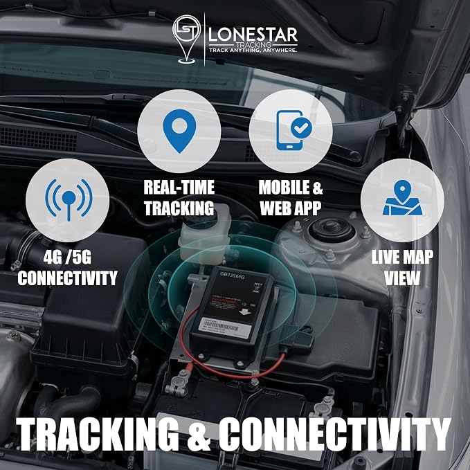 LoneStar Tracking Hidden GPS Tracker for Vehicles – GB130 Wired 4G/5G Cat M1 Hidden GPS Tracking Device for Cars, Trucks & Assets, Real-Time Auto Location, Anti-Theft (Low Cost Subscription Plan)