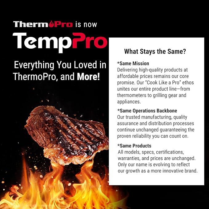 TempPro 500FT Wireless Meat Thermometer for Grilling and Smoking with 2 Probes, Smoker BBQ Kitchen Food Digital Thermometer for Meat Turkey Cooking Gift for Dad Him Husband (Previously ThermoPro)