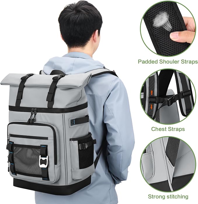 42 Can Backpack Cooler,40L Insulated Double Decker Leakproof, Waterproof Travel Cooler Backpack for Beach Camping Picnic Travel
